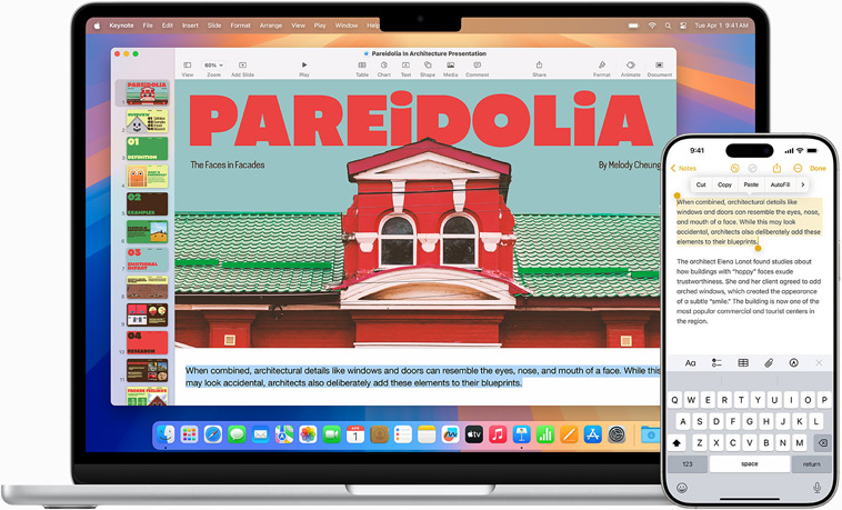 La pantalla del iPhone se muestra en un MacBook Air mediante la prestación Duplicación del iPhone.