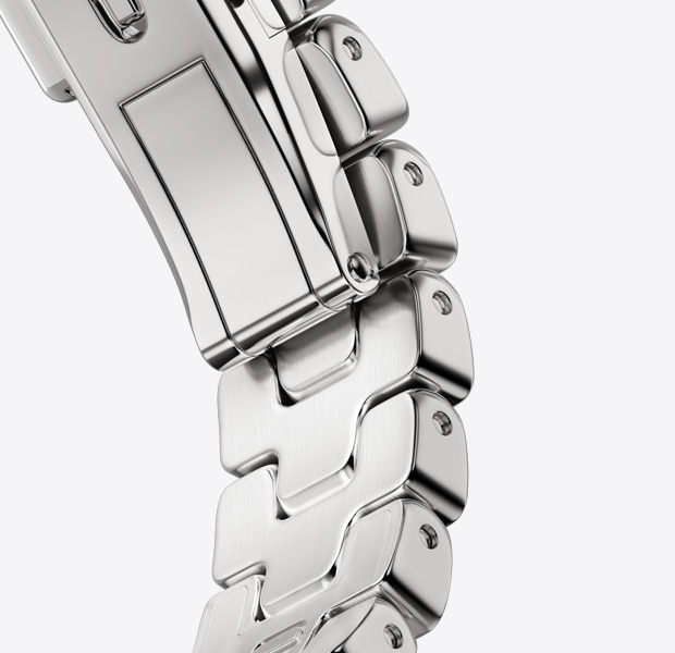 Apple Watch Hermès Series 11 Grand H Fin Armband, Farbe Satiné, leicht zu öffnende Metallschliesse