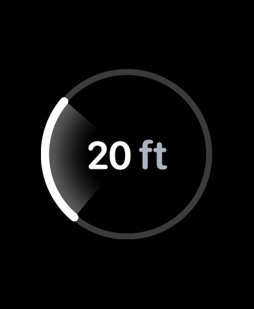 Localização exata, com uma barra de progresso branca a indicar a distância estimada até ao iPhone perdido