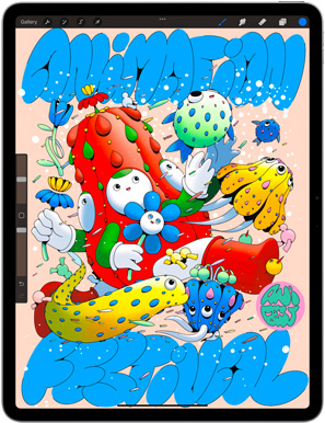 Ứng dụng Procreate hiển thị trên iPad Air
