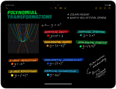 Ứng dụng Ghi Chú hiển thị trên iPad Air