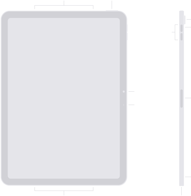 Vị trí của các nút bấm và cổng kết nối trên iPad Air