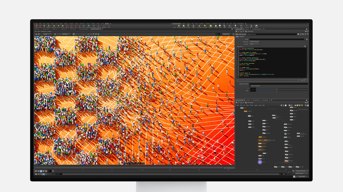 Màn hình Pro Display XDR hiển thị các tác vụ hoạt ảnh