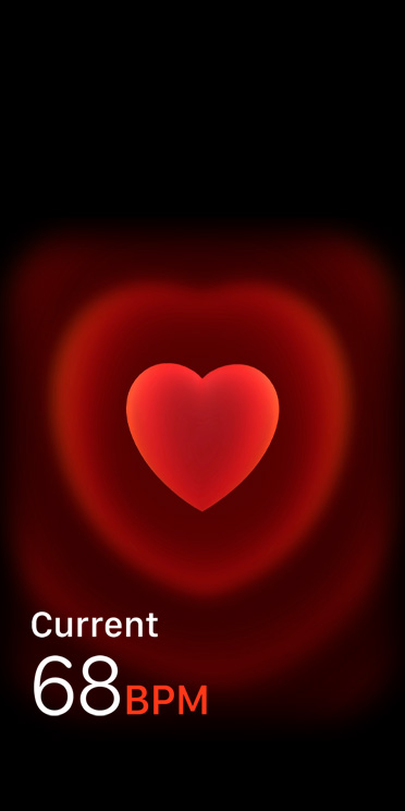Herzfrequenz App, aktuelle Schläge pro Minute bei 68