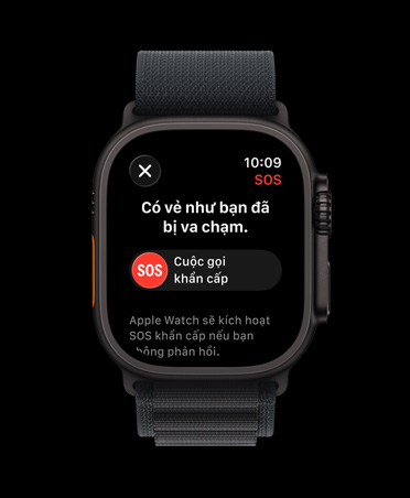 Apple Watch Ultra 3, black color, titanium case, crash detection notification, emergency call prompt, Alpine Loop, black color